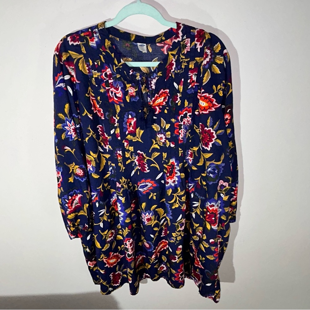 Old Navy Floral Print Tunic - Navy and Red